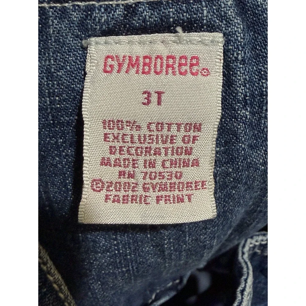 VTG‎ 2002 Gymboree Poppies Girls 3T Denim Jean Overall Romper Embroidered Flower